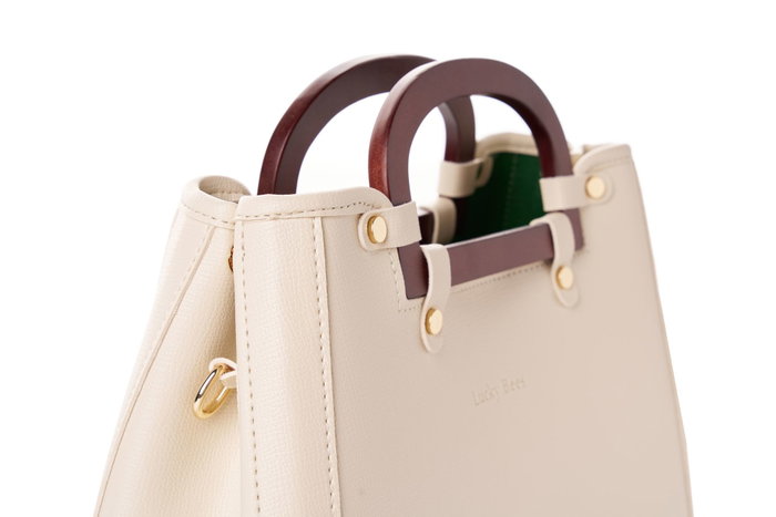 Lucky Bees 1289 Bolso Crema Cuero Polivinilo Elegante y Sofisticado para Mujer